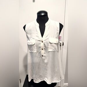 Alfani White Sleeveless Blouse